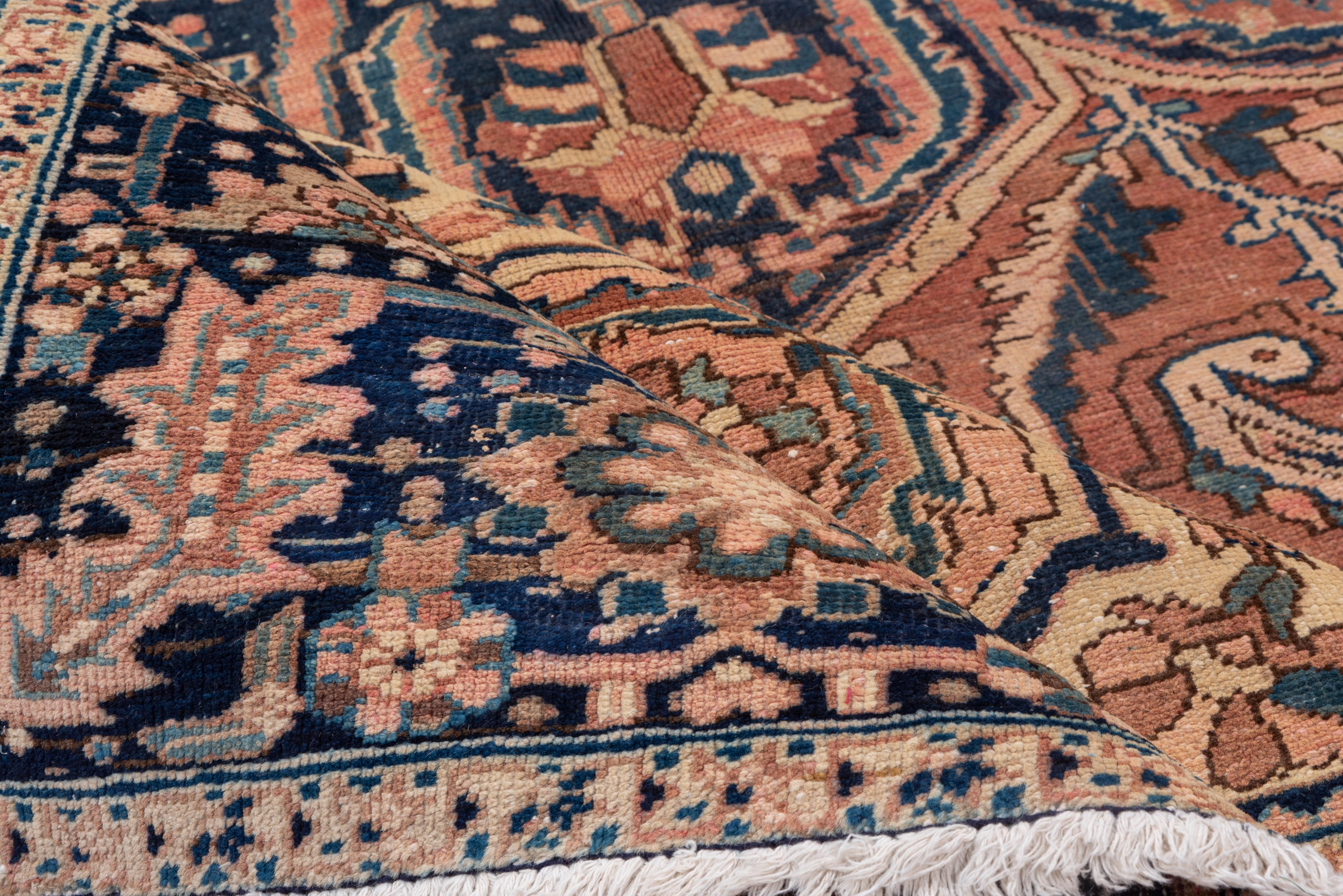 Hand-Knotted Antique Persian Heriz Carpet, Rose Field