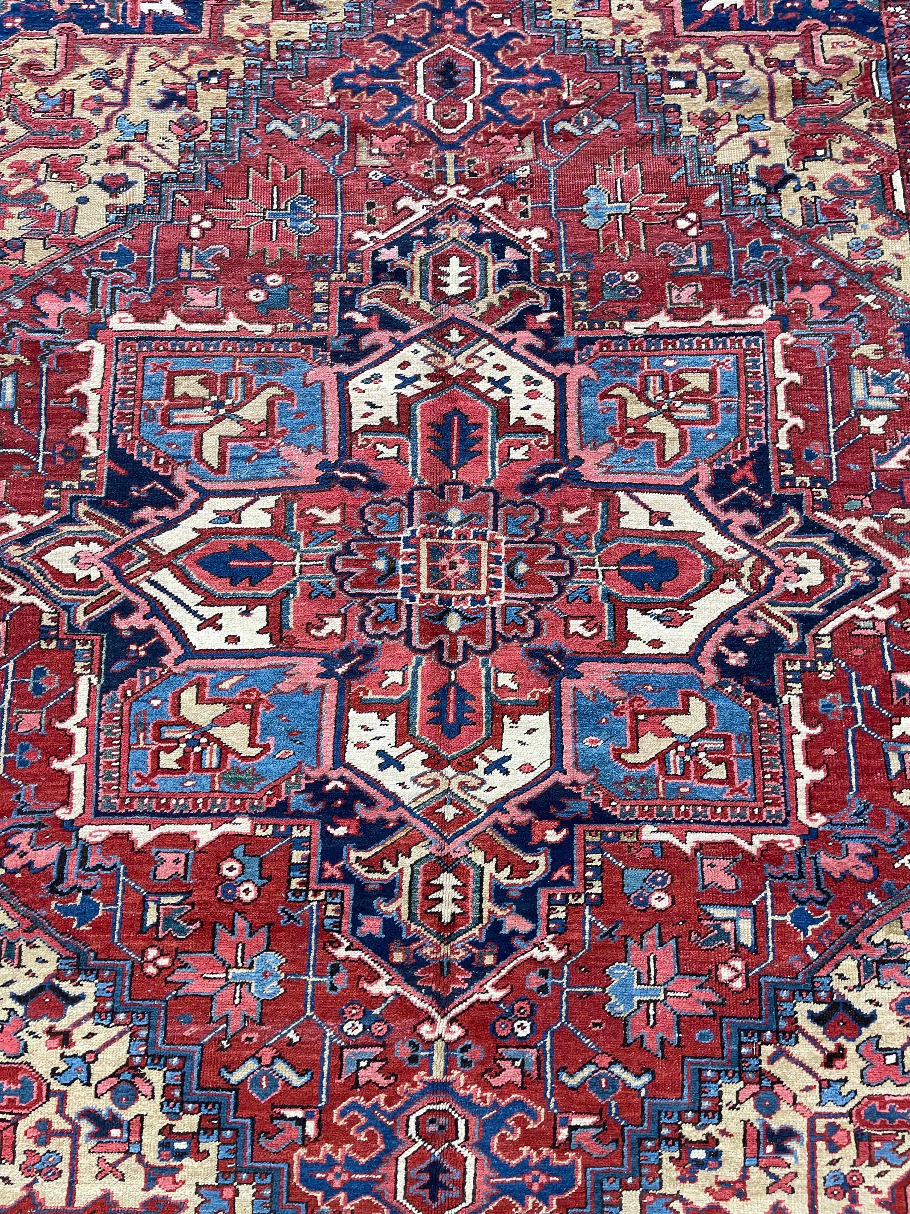 Vegetable Dyed Antique Persian Heriz circa 1920 For Sale