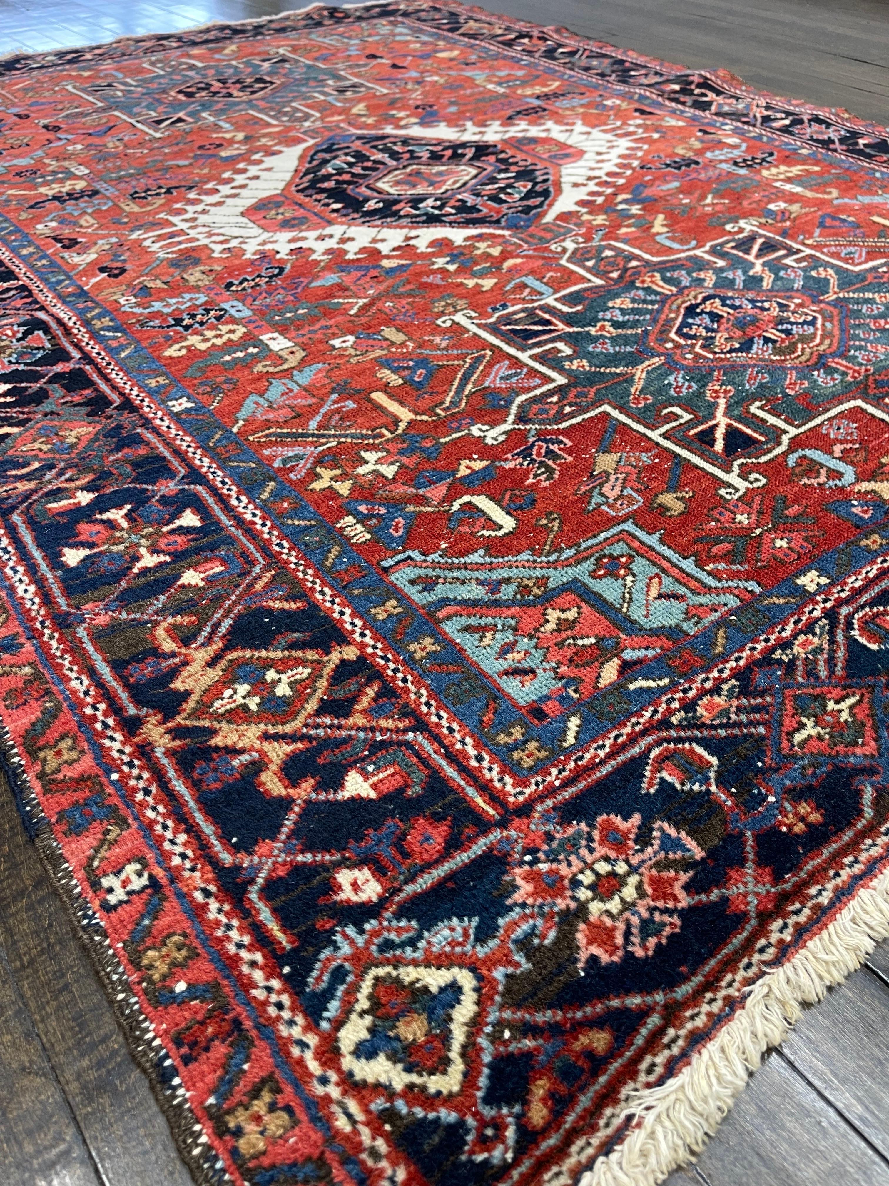 Vegetable Dyed Antique Persian Heriz, circa 1930 For Sale