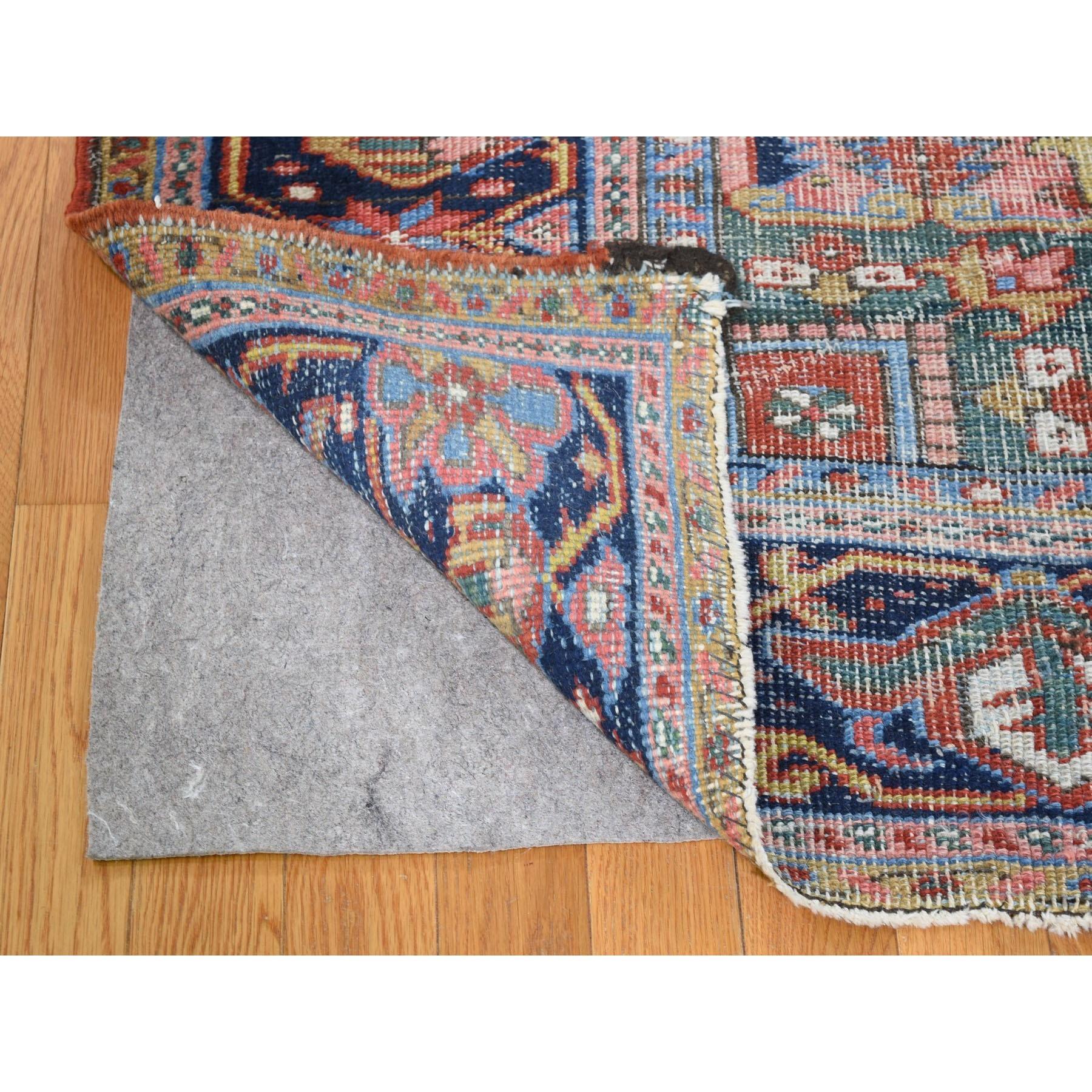 Hand-Knotted Antique Persian Heriz Clean And Worn But No Holes Hand Knotted Oriental Rug