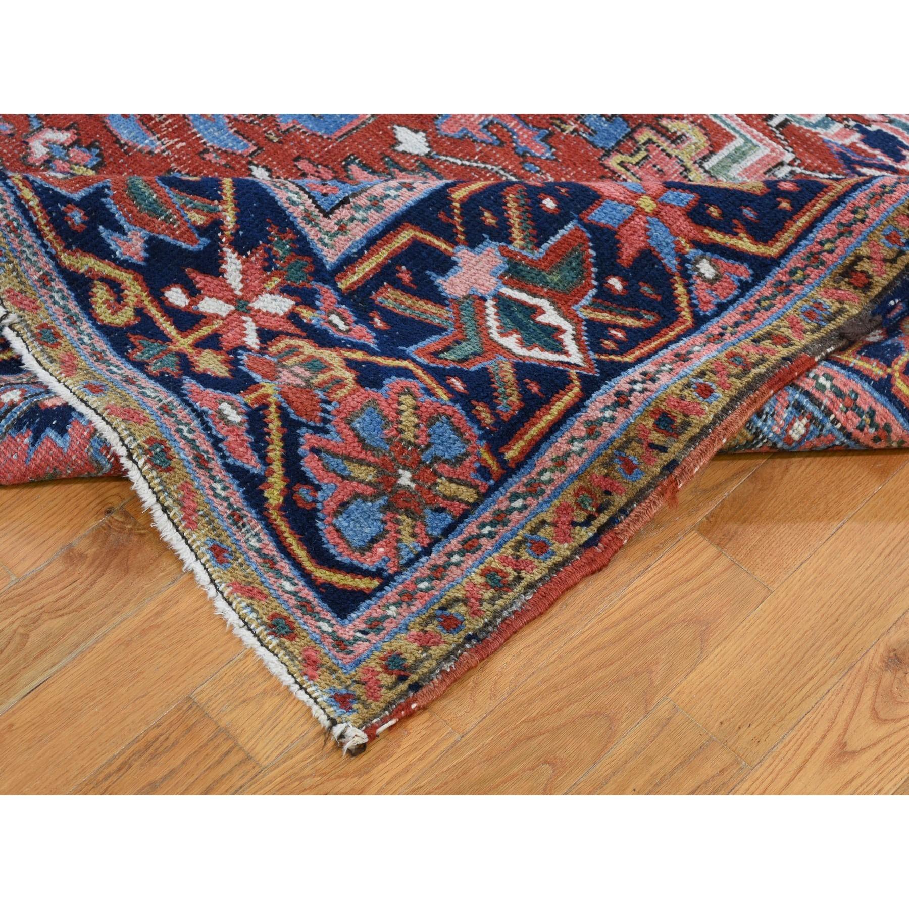 20th Century Antique Persian Heriz Clean And Worn But No Holes Hand Knotted Oriental Rug