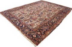 Antique Persian Heriz Dragon Rug with Mid-Century Modern Style