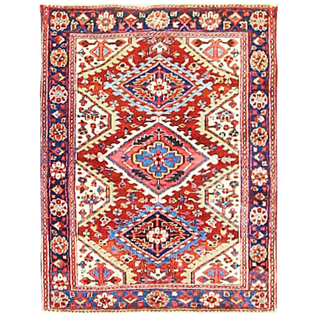 Antique Persan Heriz, début du 20e siècle, 3'8"" x 4'8"" en vente