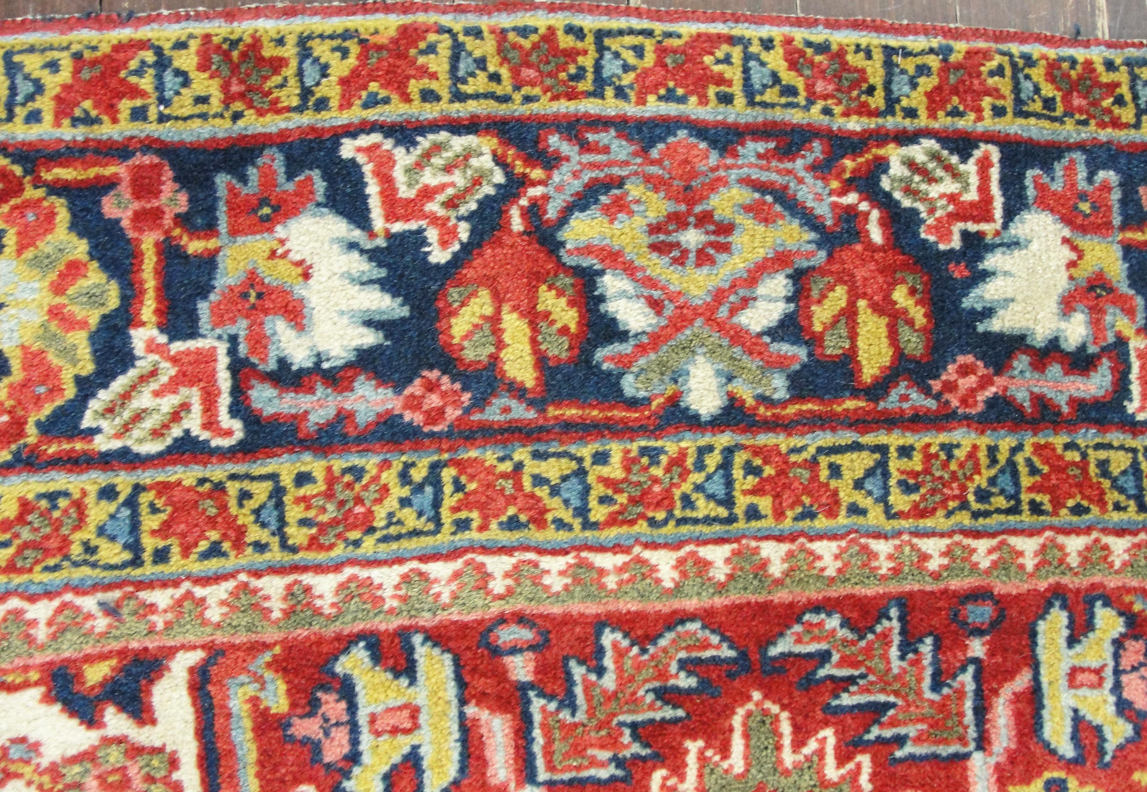 Hand-Woven Antique Persian Heriz, 3'7