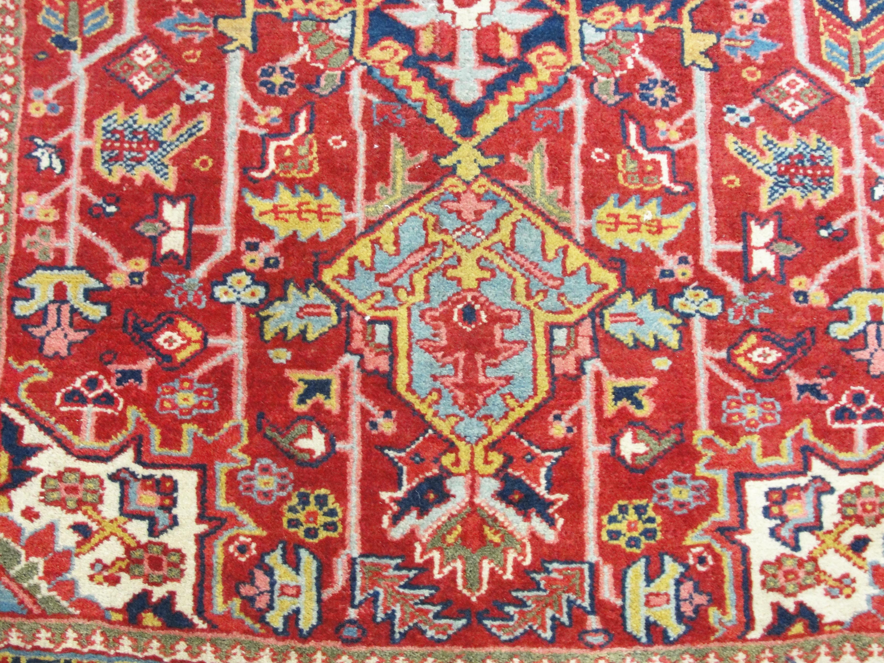 Wool Antique Persian Heriz, 3'7