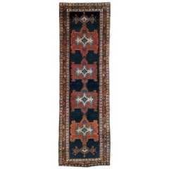 Antique Persian Heriz, Geometric Design, Runner 2-11x9-7, Wool, 1910 Antique Persian Heriz, Geometric Design, Runner 2-11x9-7, Wool, 1910