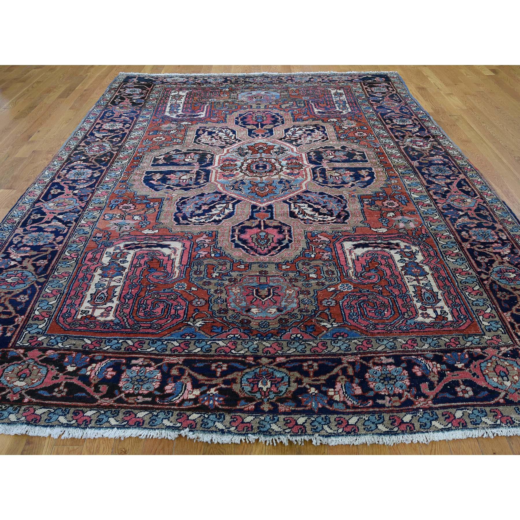 Other Antique Persian Heriz Good Condition Flower Design Hand-Knotted Oriental Rug