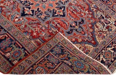 Antique Persian Heriz Handmade Allover Designed Red Wool Rug