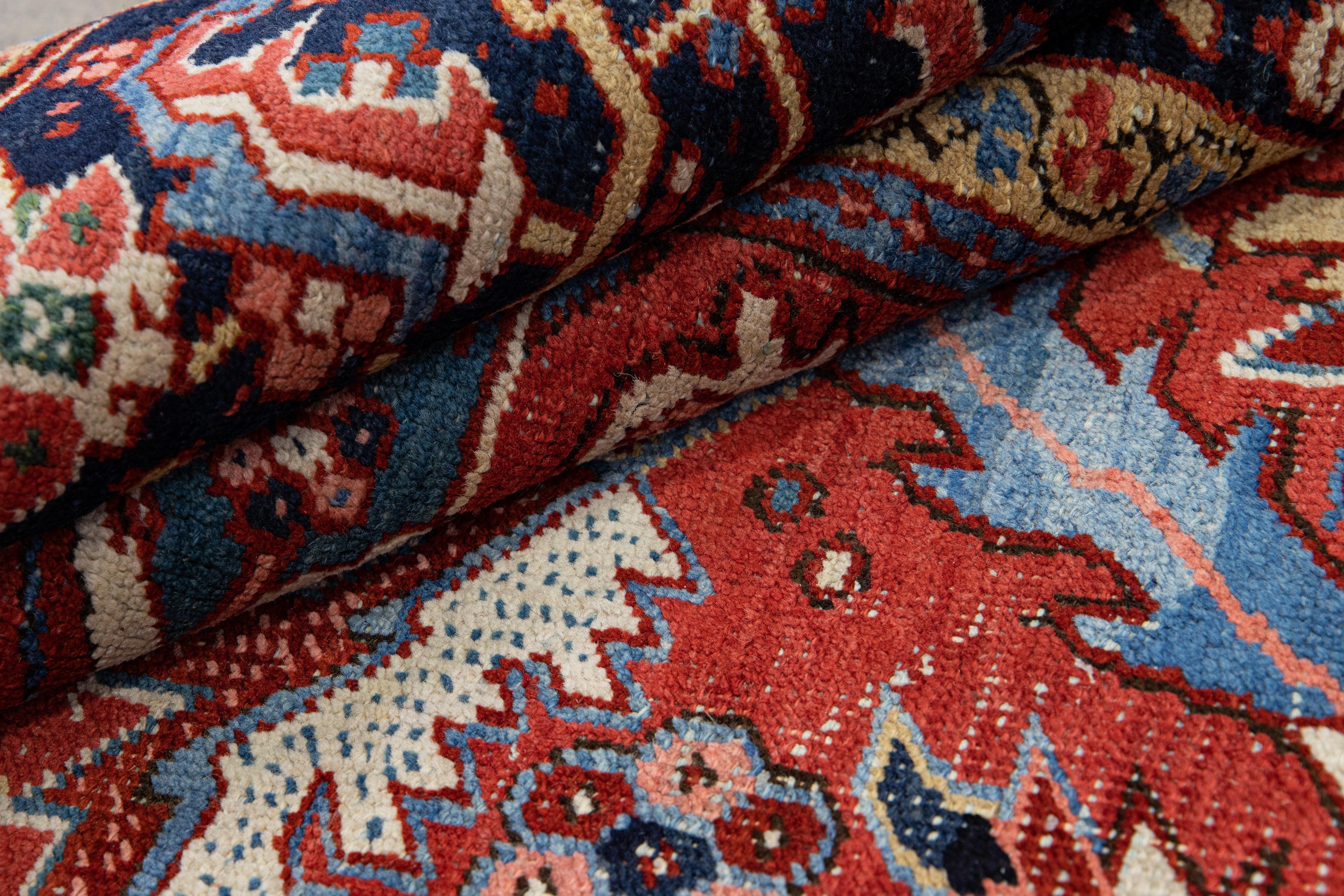 Antique Persian Heriz Handmade Allover Designed Red Wool Rug For Sale 1