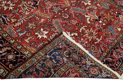 Antique Persian Heriz Handmade Allover Pattern Red Wool Rug