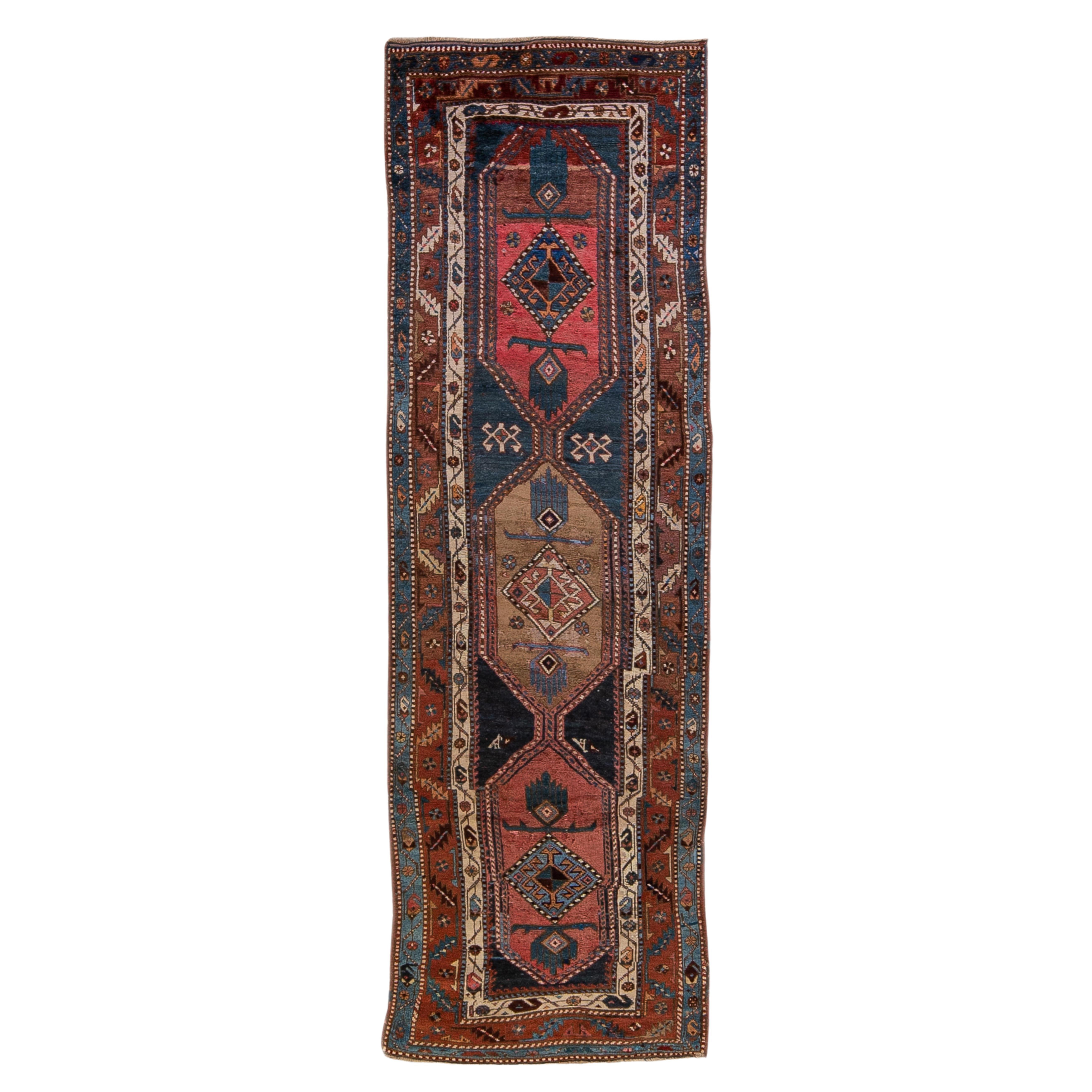Antiker persischer Heriz-Teppich aus blauer Stammeswolle, handgefertigt im Angebot