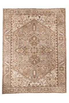 Antique Persian Heriz in Soft Neutral Taupe and Ivory