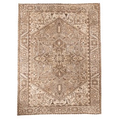 Antique Persian Heriz in Soft Neutral Taupe and Ivory