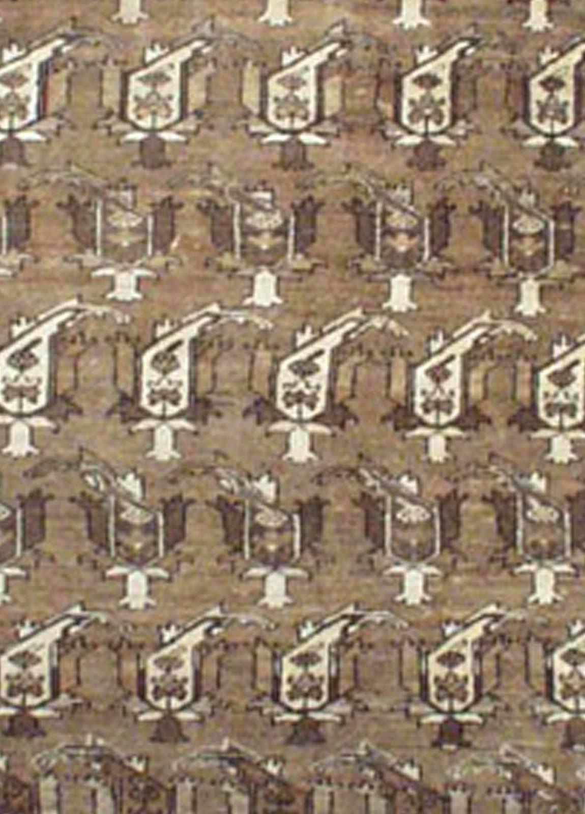 Antique Persian Heriz brown handmade wool rug by Doris Leslie Blau
Size: 9'6