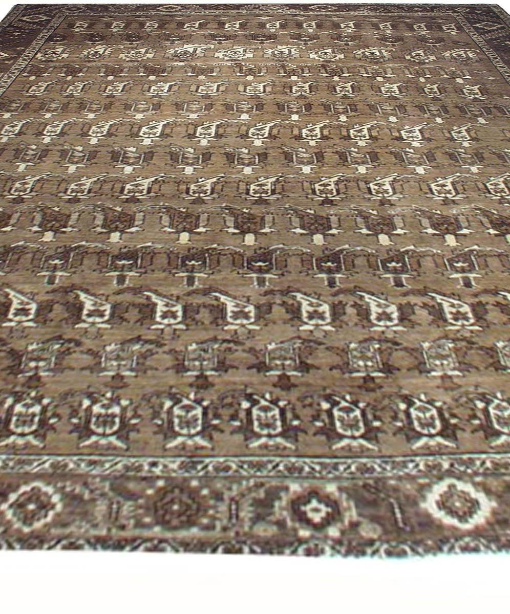 Hand-Knotted Antique Persian Heriz Brown Handmade Wool Rug by Doris Leslie Blau