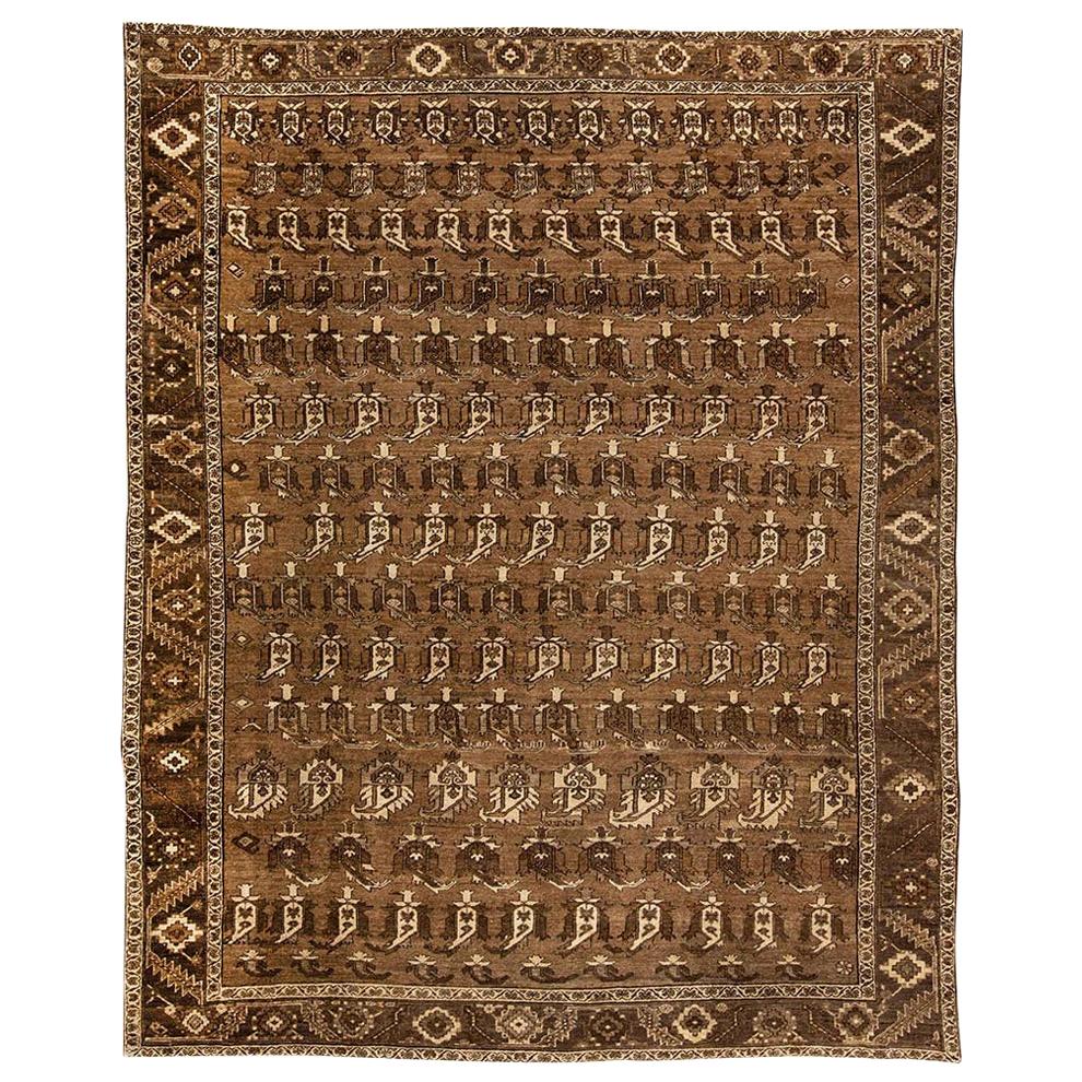 Antique Persian Heriz Brown Handmade Wool Rug by Doris Leslie Blau