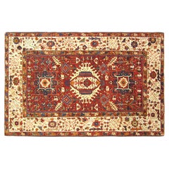 Antique Persian Heriz Karaja Oriental Rug, Room Size, w/ Multiple Medallions