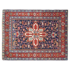 Antiker persischer Heriz Karaja- orientalischer Teppich, klein, mit Mittelmedaillon