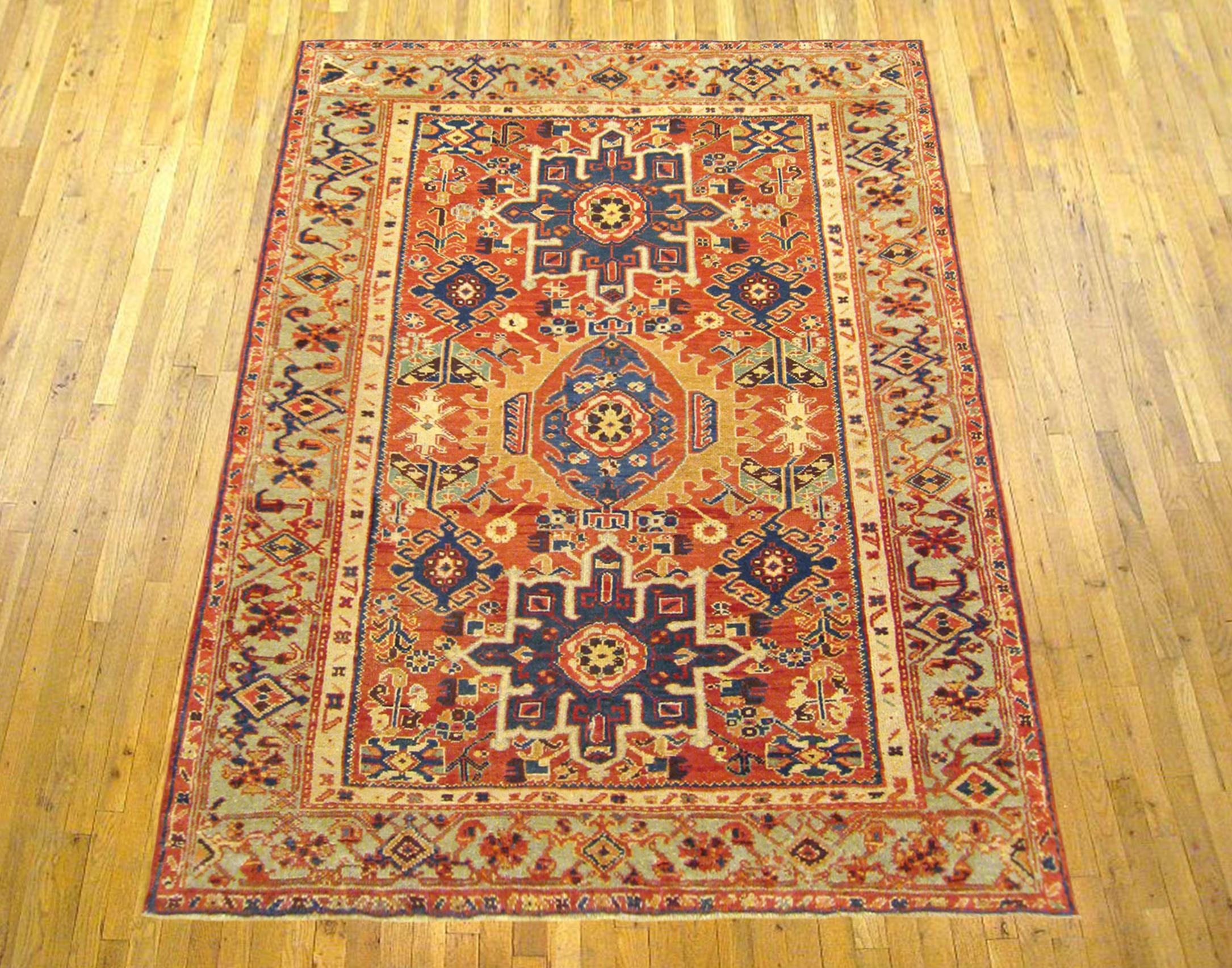 Antique Persian Heriz Karaja Oriental Rug, in small size.

An antique Persian Heriz Karaja oriental rug, size 6'3