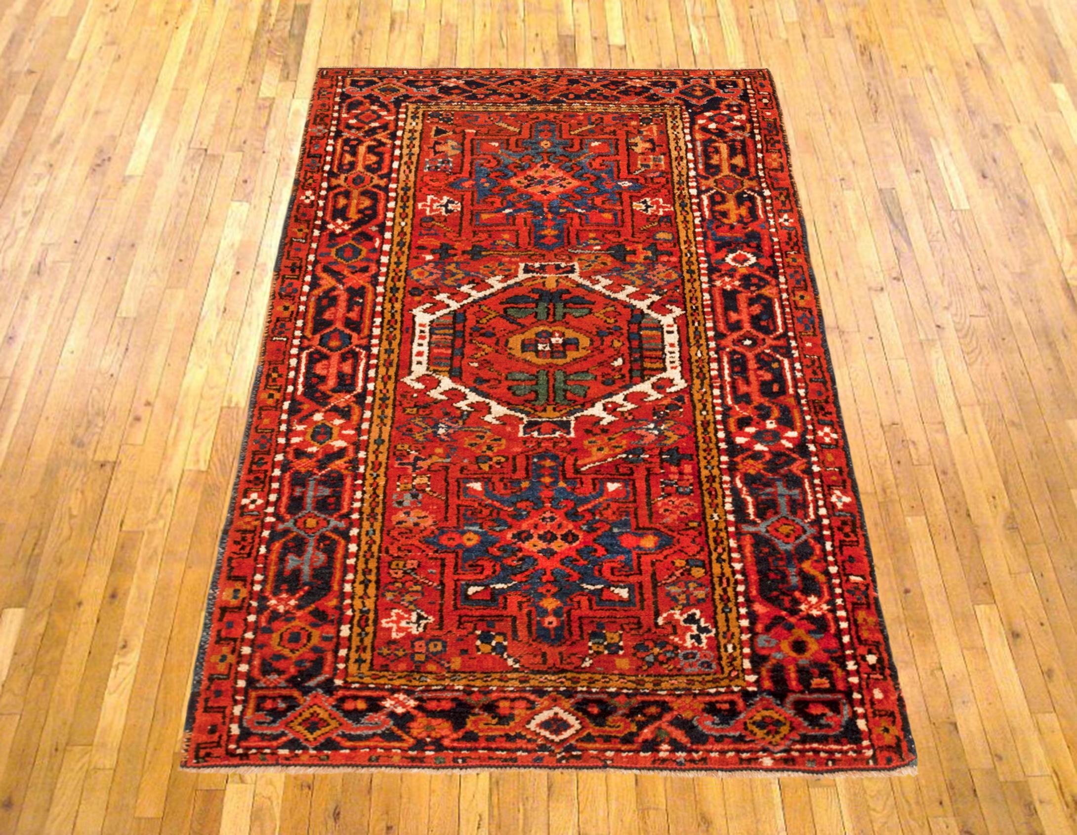 Antique Persian Heriz Karaja Oriental Rug, size 4'4