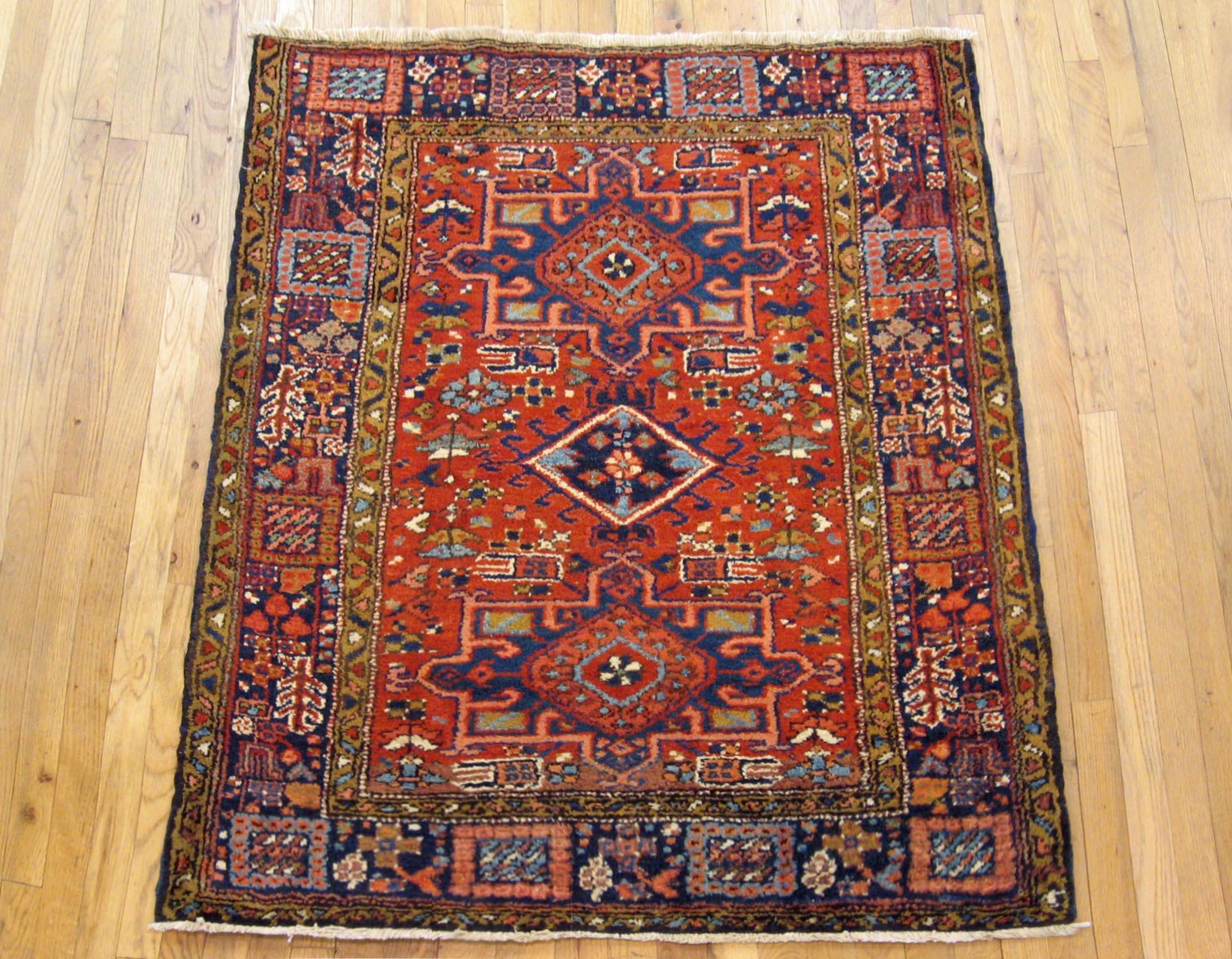 Antique Persian Heriz Karaja Oriental rug, size 4'1