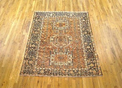 Antique Persian Heriz Karaja Oriental Rug, Small Size, W/ Multiple Medallions