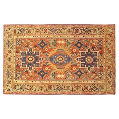 Tapis persan ancien Heriz Karaja Oriental, petite taille, avec plusieurs médaillons