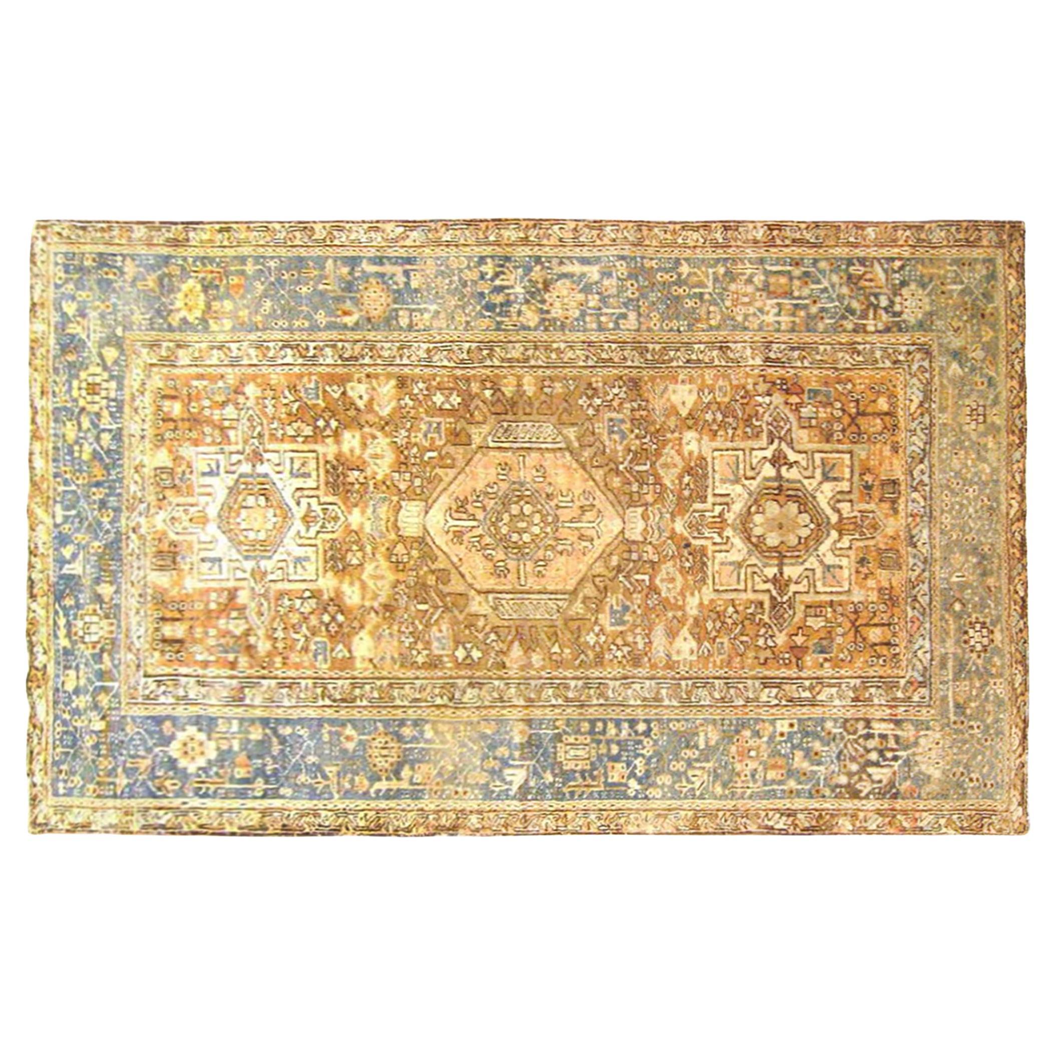 Antiker persischer Heriz Karaja- orientalischer Teppich, klein, mit mehreren Medaillons