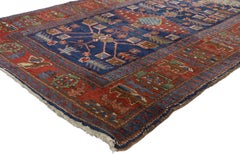 Antique Persian Heriz Karaja Runner with Modern Art Deco Tribal Style