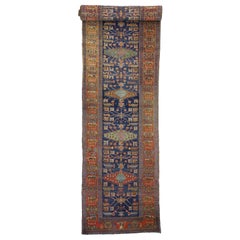 Antique Persian Heriz Karaja Runner with Modern Art Deco Tribal Style