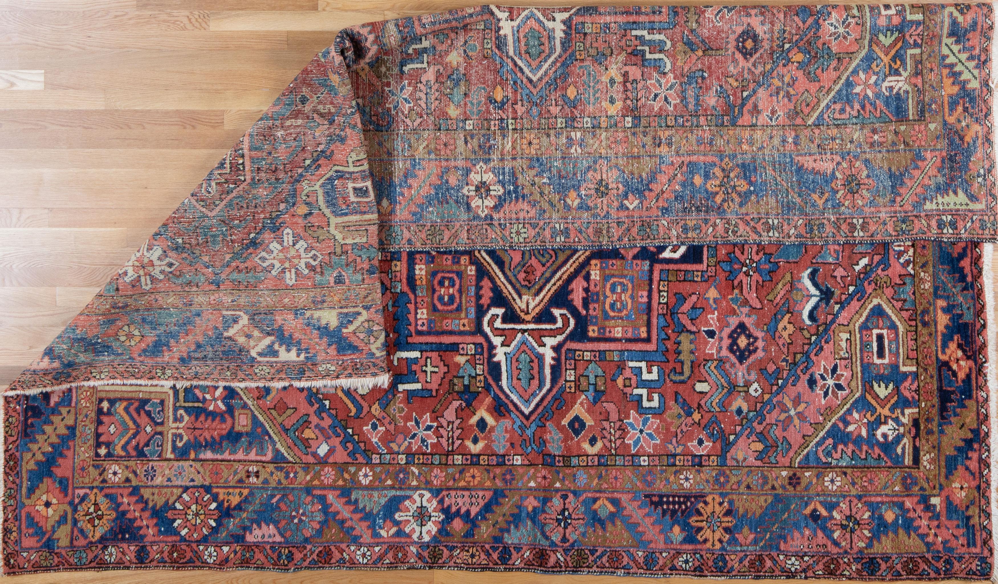 Antique Persian Heriz Karajeh Rug Vibrant Tribal, c. 1900s For Sale 1
