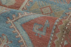 Antique Persian Heriz Medallion Rug in Sky Blue and Rust Tones - Rug & Kilim