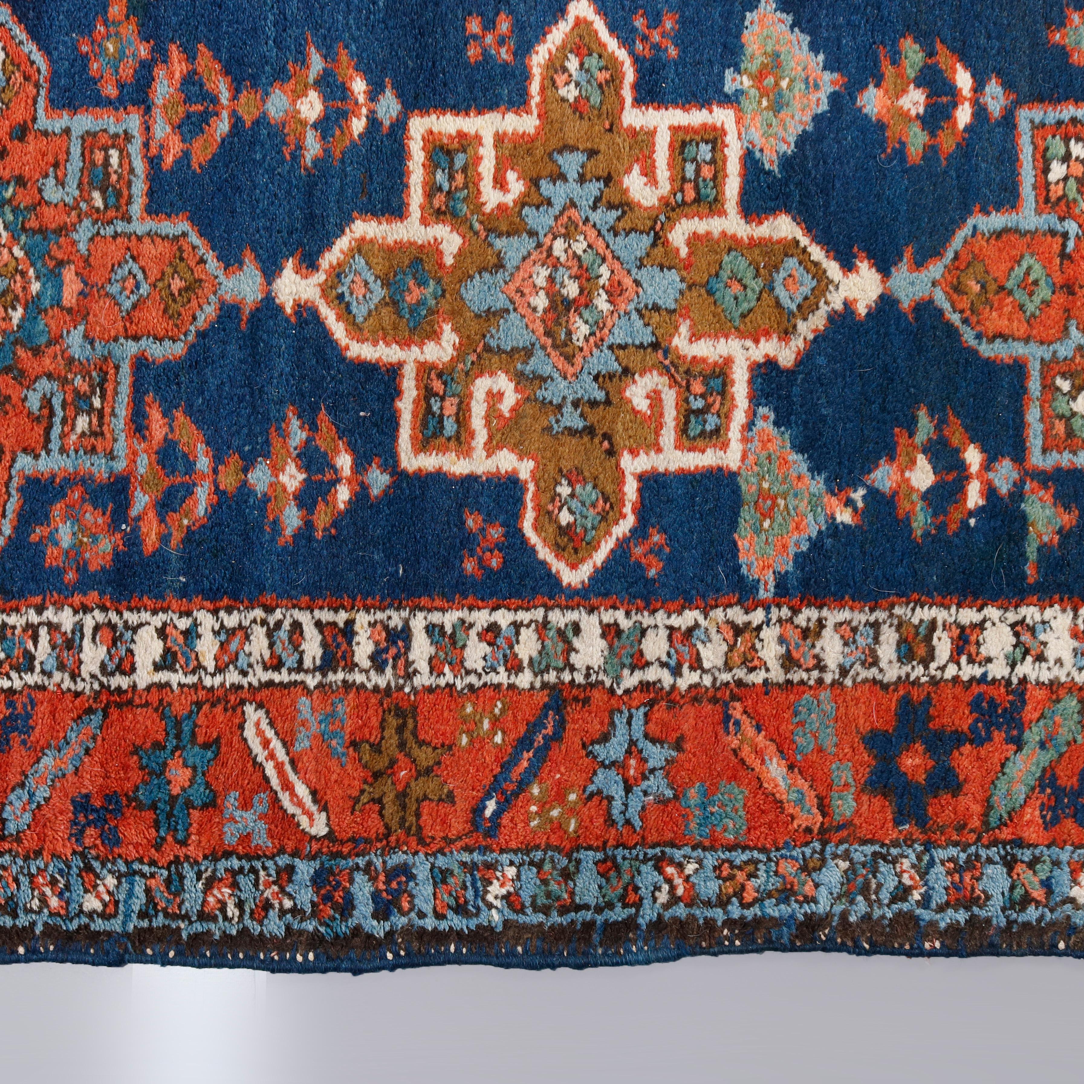 Wool Antique Persian Heriz Oriental Long Rug Runner, circa 1900