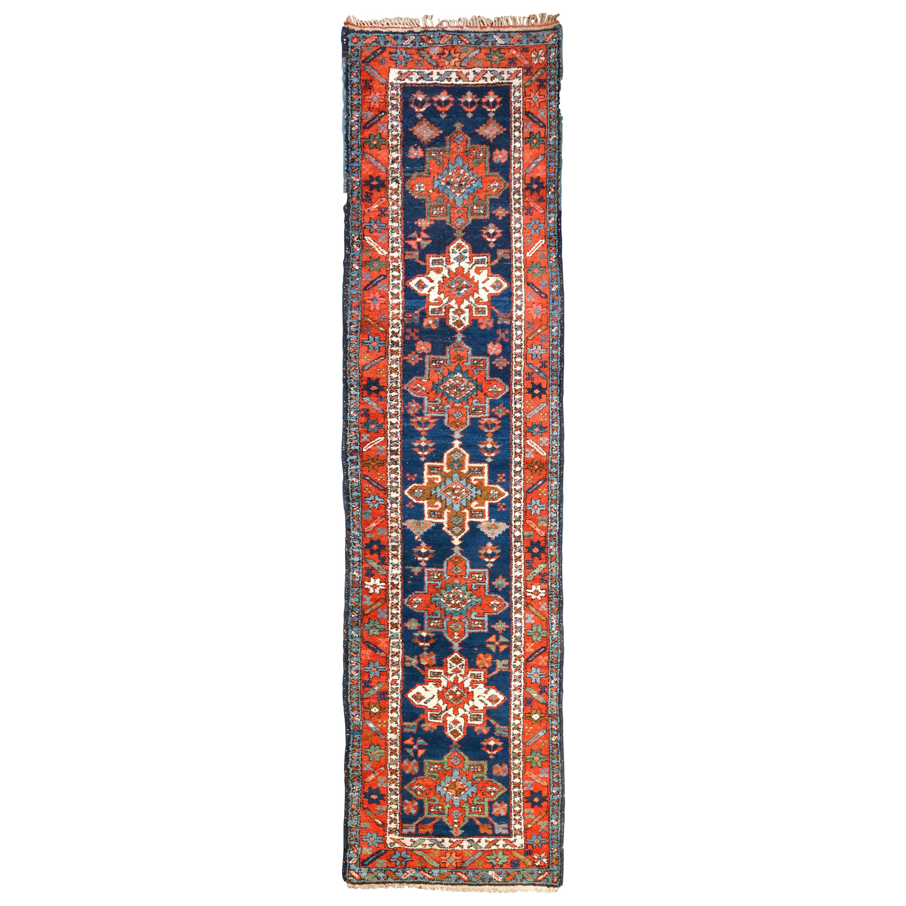 Antique Persian Heriz Oriental Long Rug Runner, circa 1900