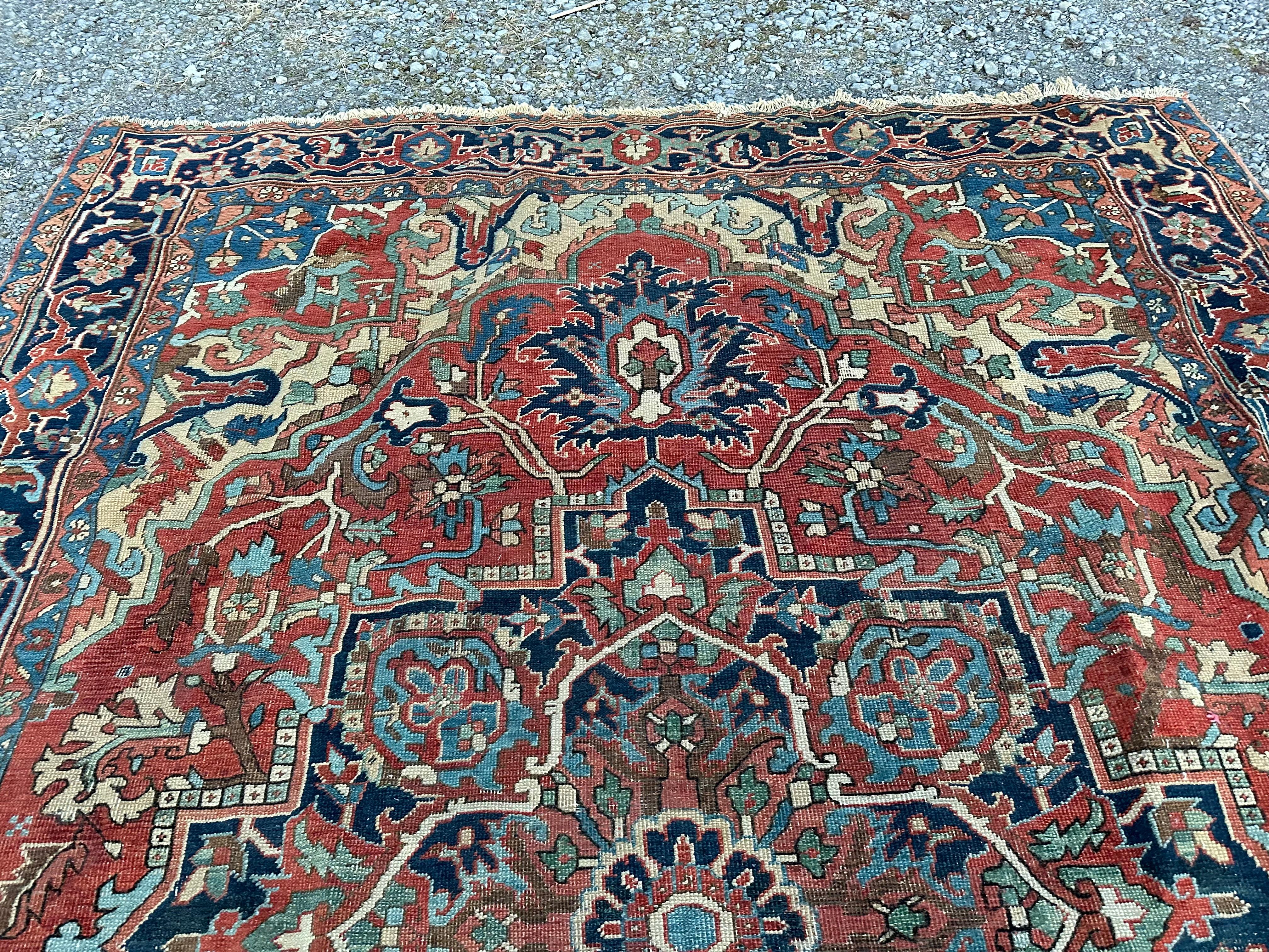 Lana Antico tappeto orientale persiano Heriz 1930 circa - RR4798         20% DI SCONTO in vendita