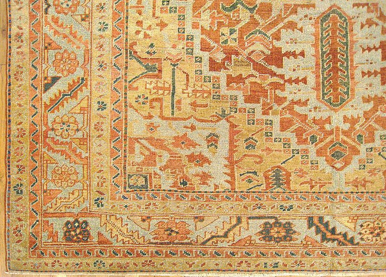 Antique Persian Heriz Oriental Rug, Room Size, W/ Central Medallion For