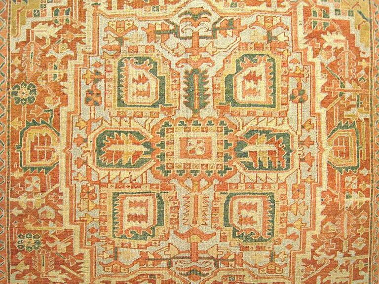 Antique Persian Heriz Oriental Rug, Room Size, W/ Central Medallion For