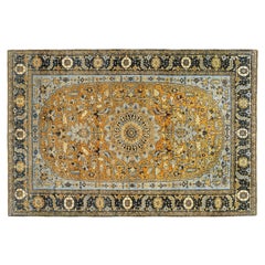 Antiker persischer Heriz- orientalischer Teppich, Zimmergröße, mit Mittelmedaillon