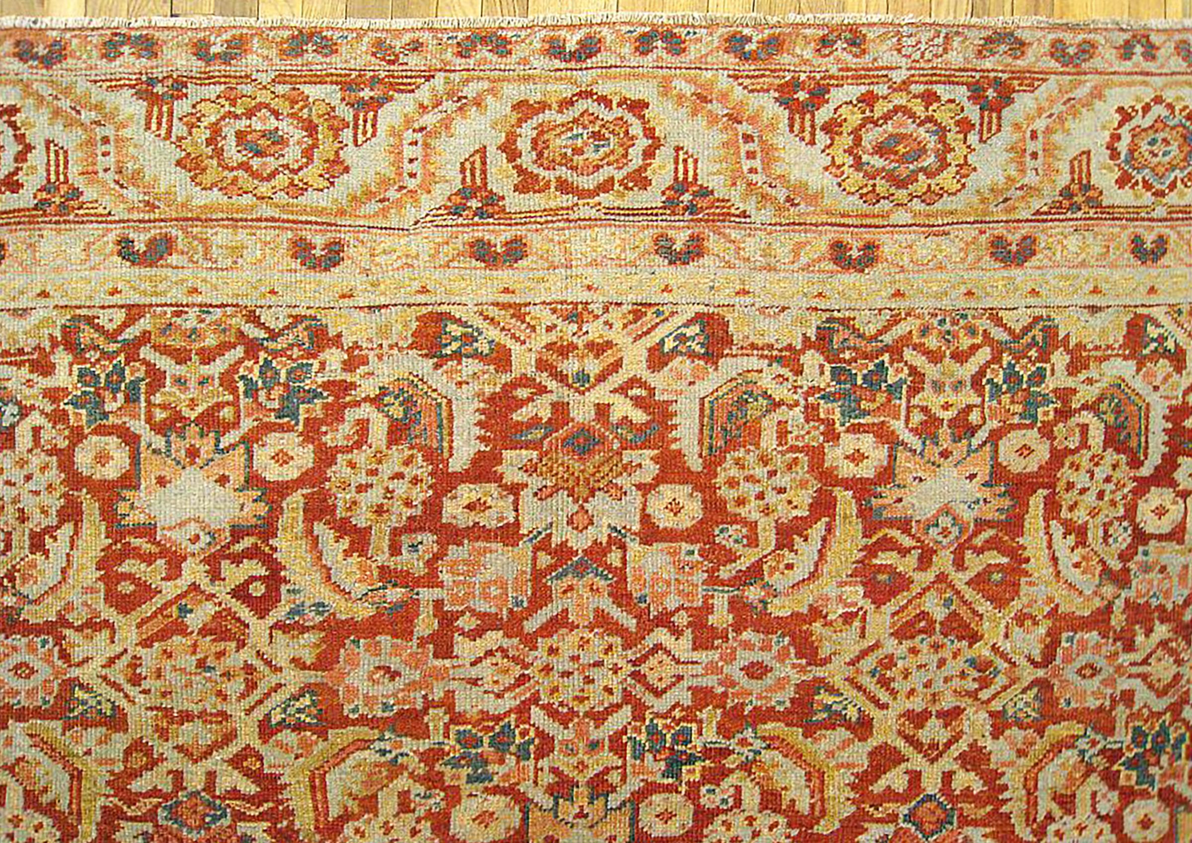 Asian Antique Persian Heriz Oriental Rug, Room Size, W/ Herati Design For Sale
