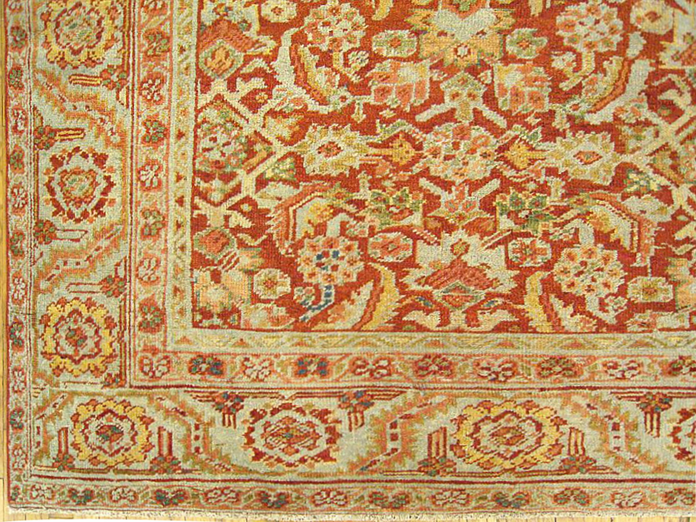 Antique Persian Heriz Oriental Rug, Room Size, W/ Herati Design In Good Condition For Sale In New York, NY