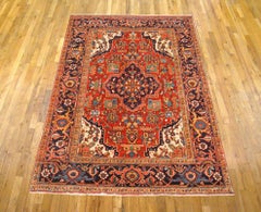Antique Persian Heriz Oriental Rug, Small Size, W/ Central Medallion