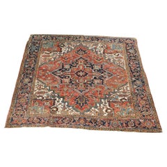 Antique Persian Heriz Oriental Wool Rug Circa 1920