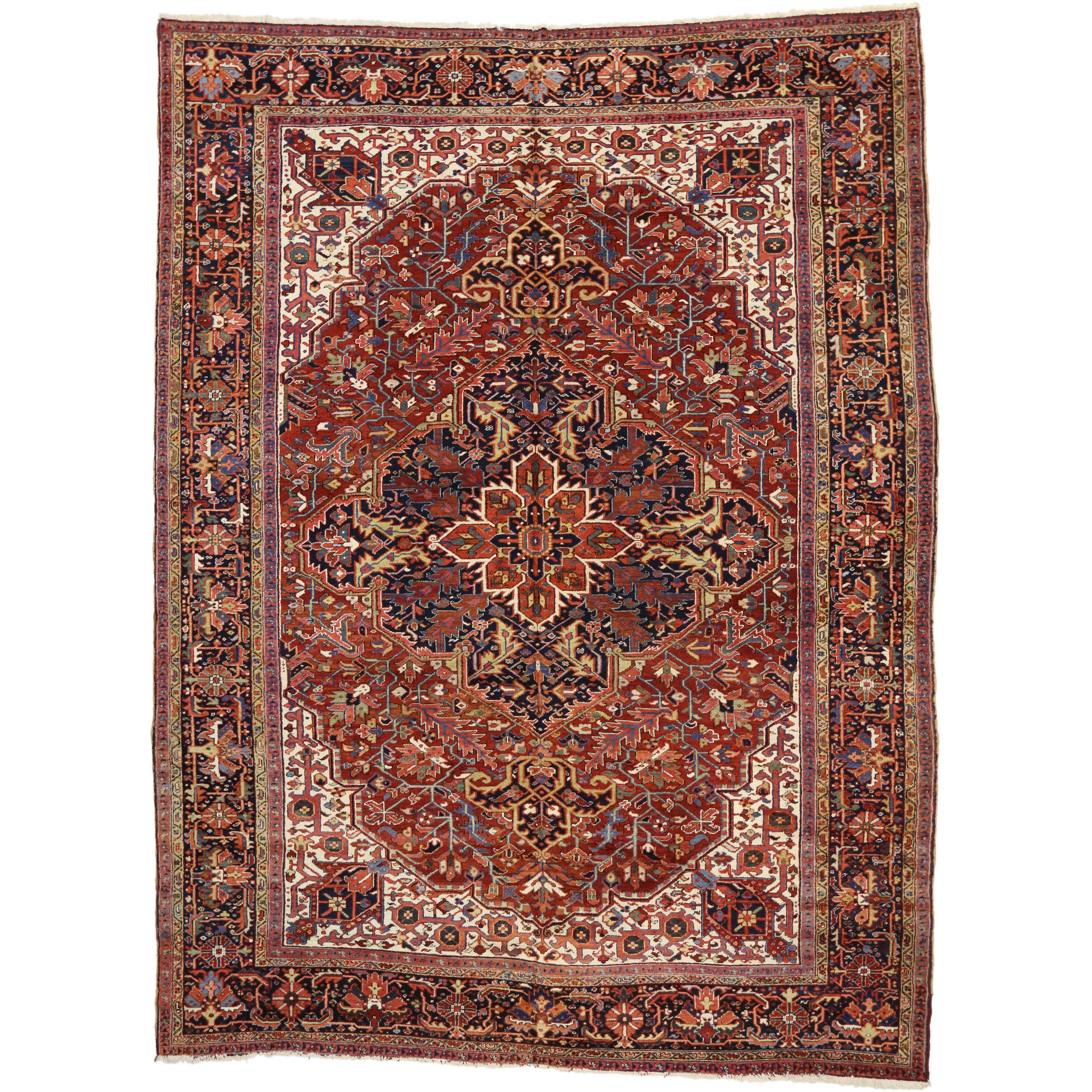 Antique Persian Heriz Palace Rug with Federal and American Colonial Style