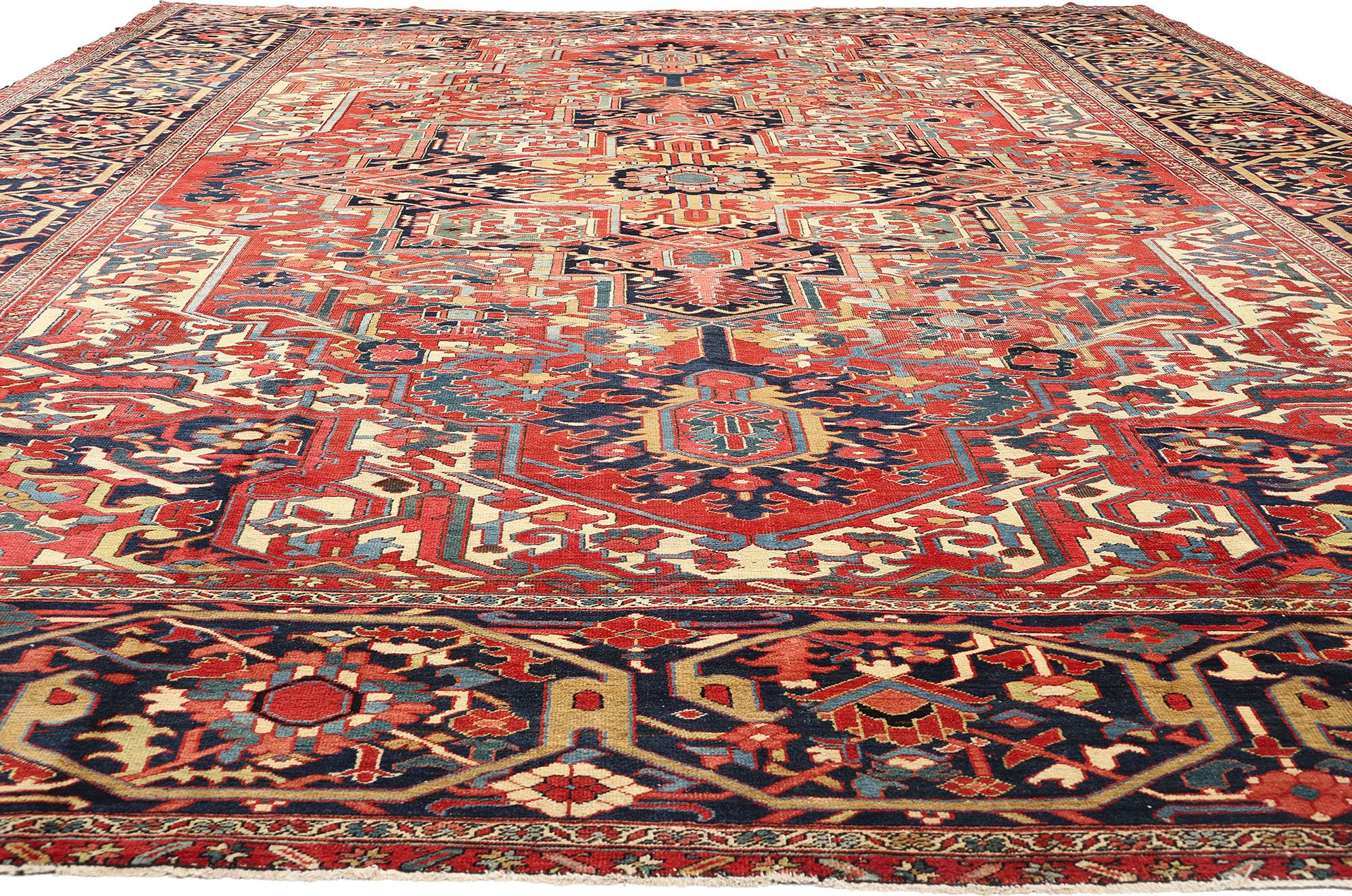 Heriz Serapi Antique Persian Heriz Palatial Carpet, 13'04 x 18'05 For Sale