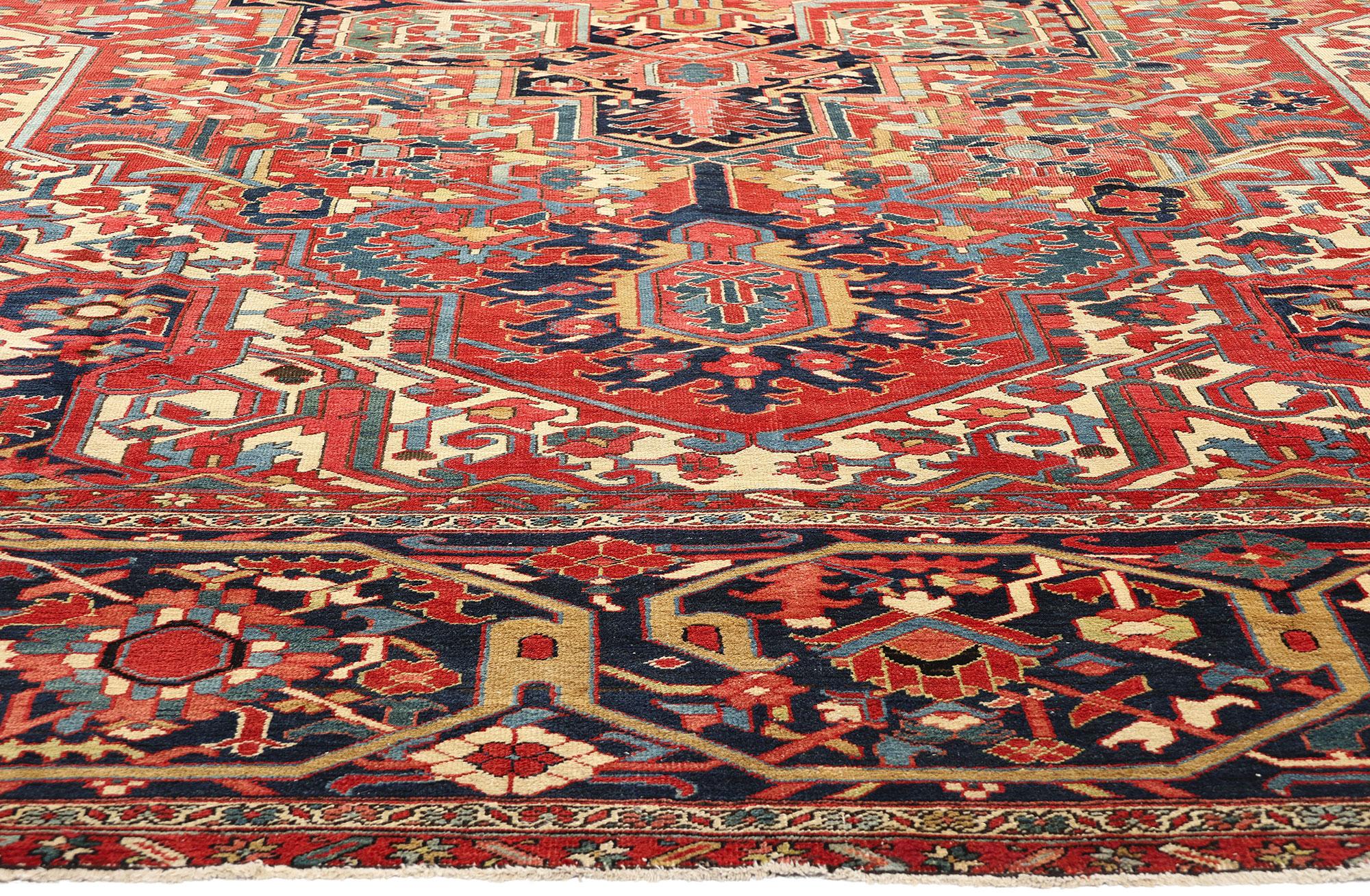 Hand-Knotted Antique Persian Heriz Palatial Carpet, 13'04 x 18'05 For Sale