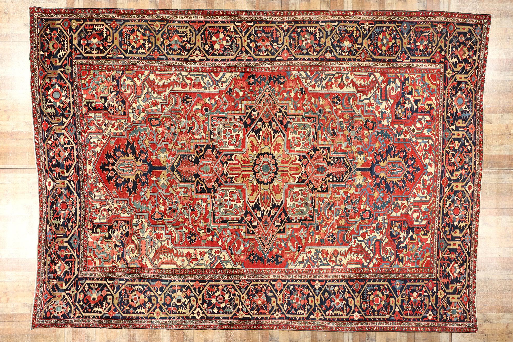 Tapis palatial persan ancien Heriz, 13'04 x 18'05 en vente 1