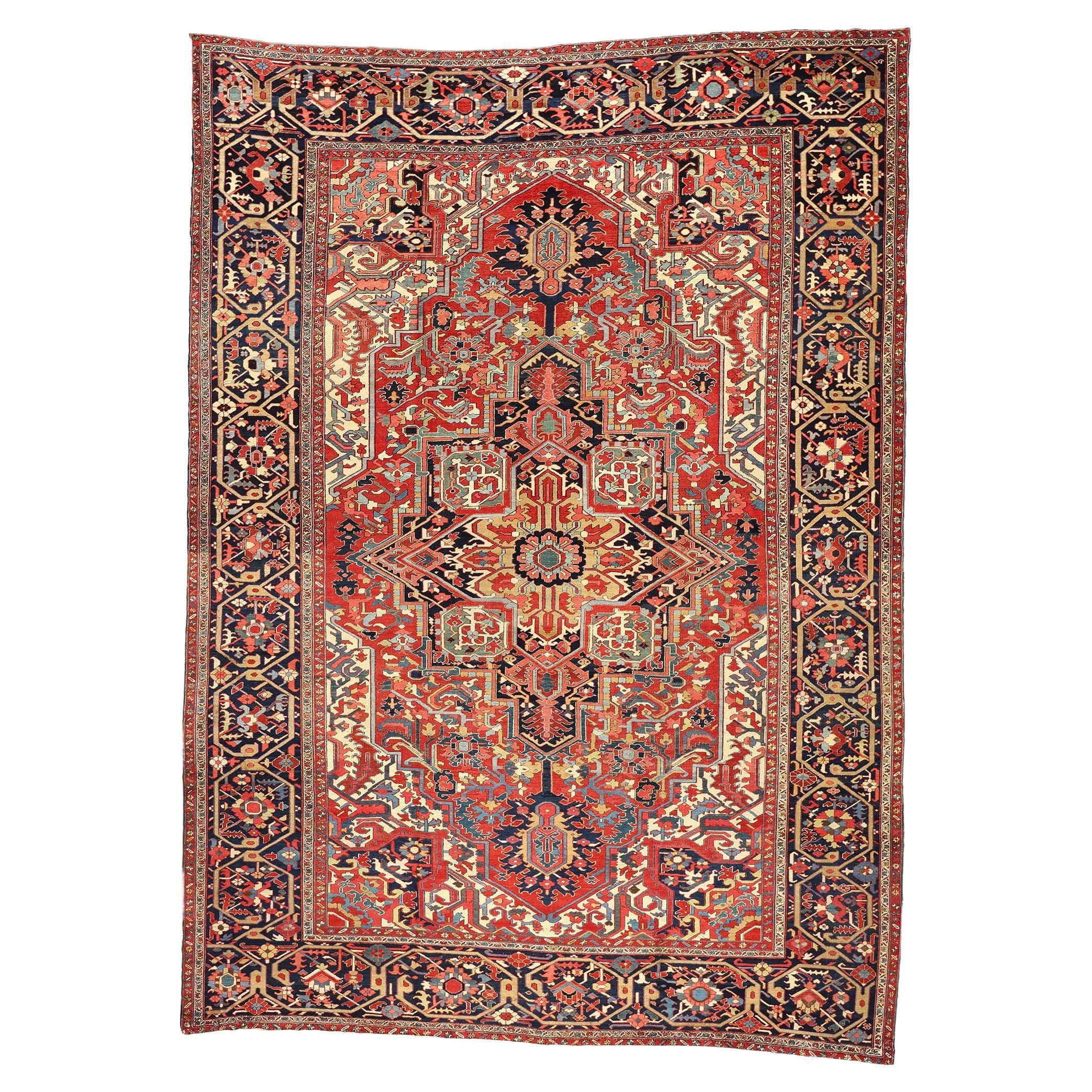 Antique Persian Heriz Palatial Carpet, 13'04 x 18'05 For Sale