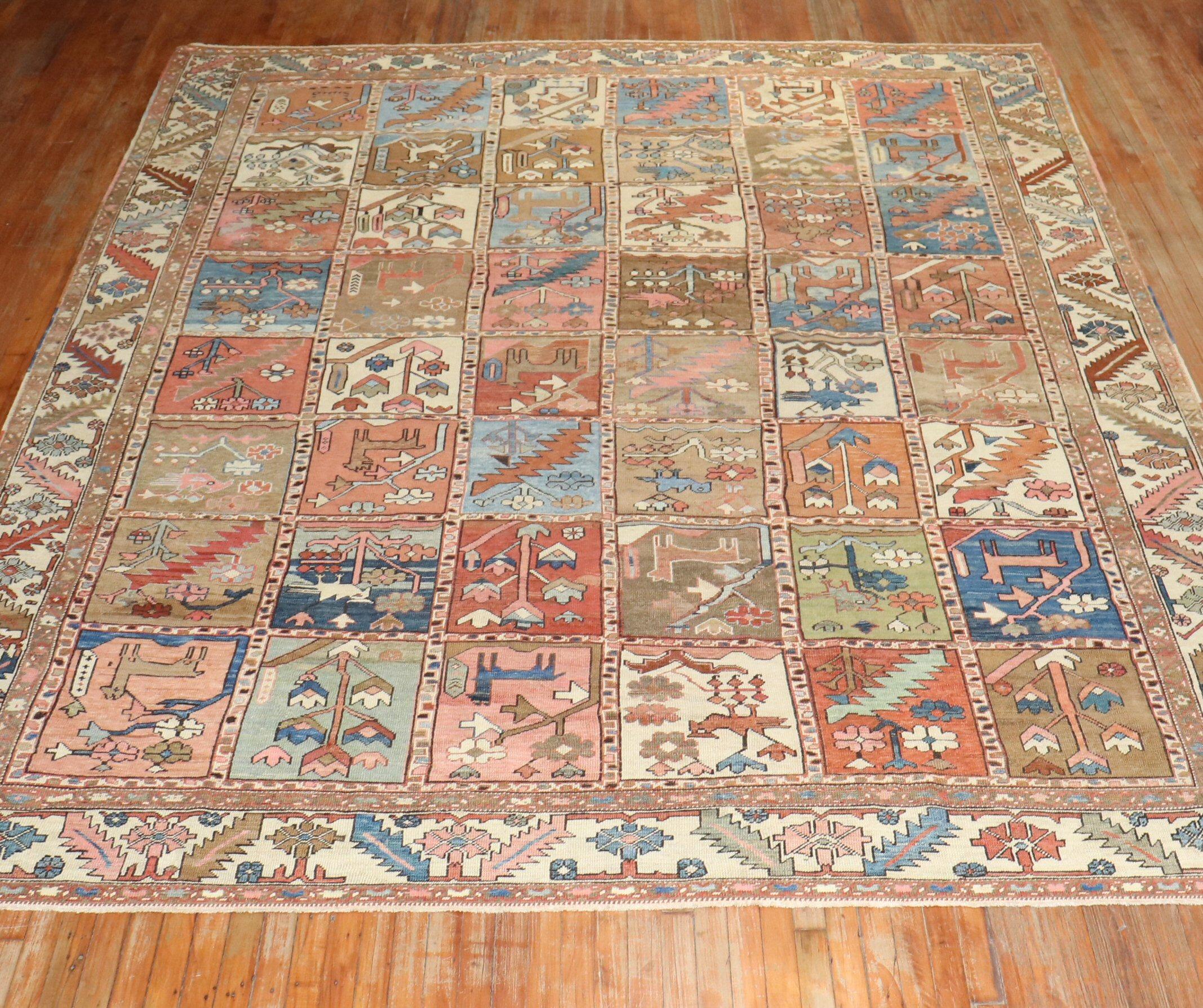 Antique Persian Heriz Pictorial Room Size Rug For Sale 3