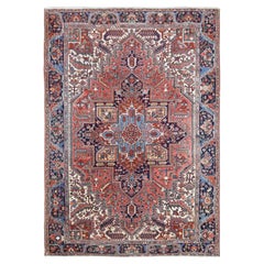 Antique Persian Heriz Red and Blue 8'x11'5'' Circa 1920