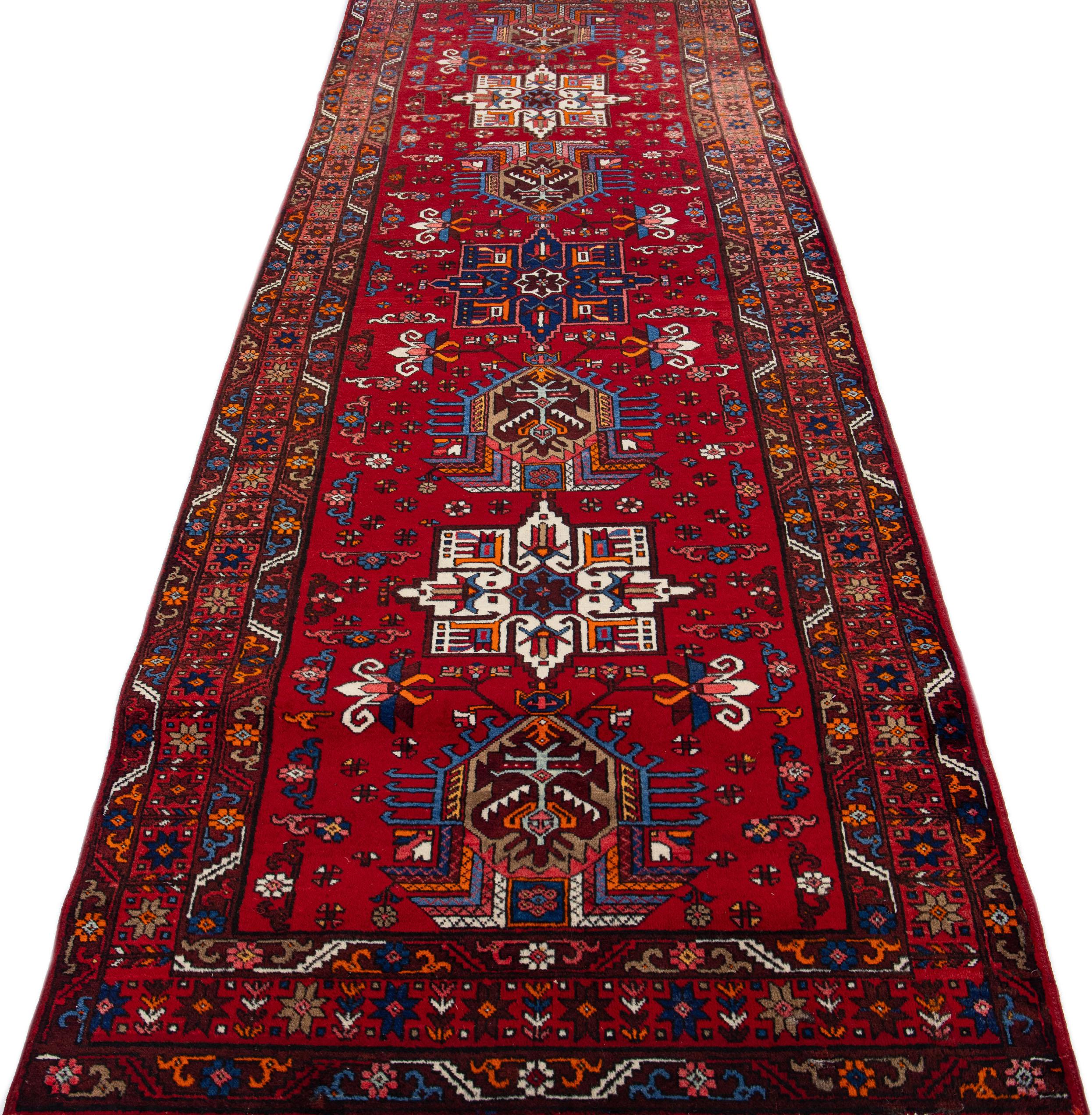 Heriz Serapi Antique Persian Heriz Red Handmade Tribal Wool Rug For Sale